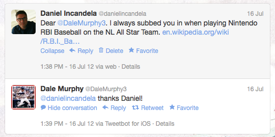 Me and Dale Murphy on Twitter
